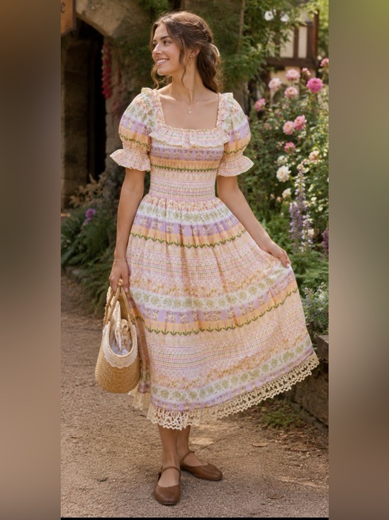 Ivy City Co Dresses & Skirts - Ivy City Co. Smocked Floral Patchwork Maxi Midi  Dress | NWT | Medium